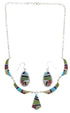 Multicolor Silver Earrings And Link Necklace Set GS75434